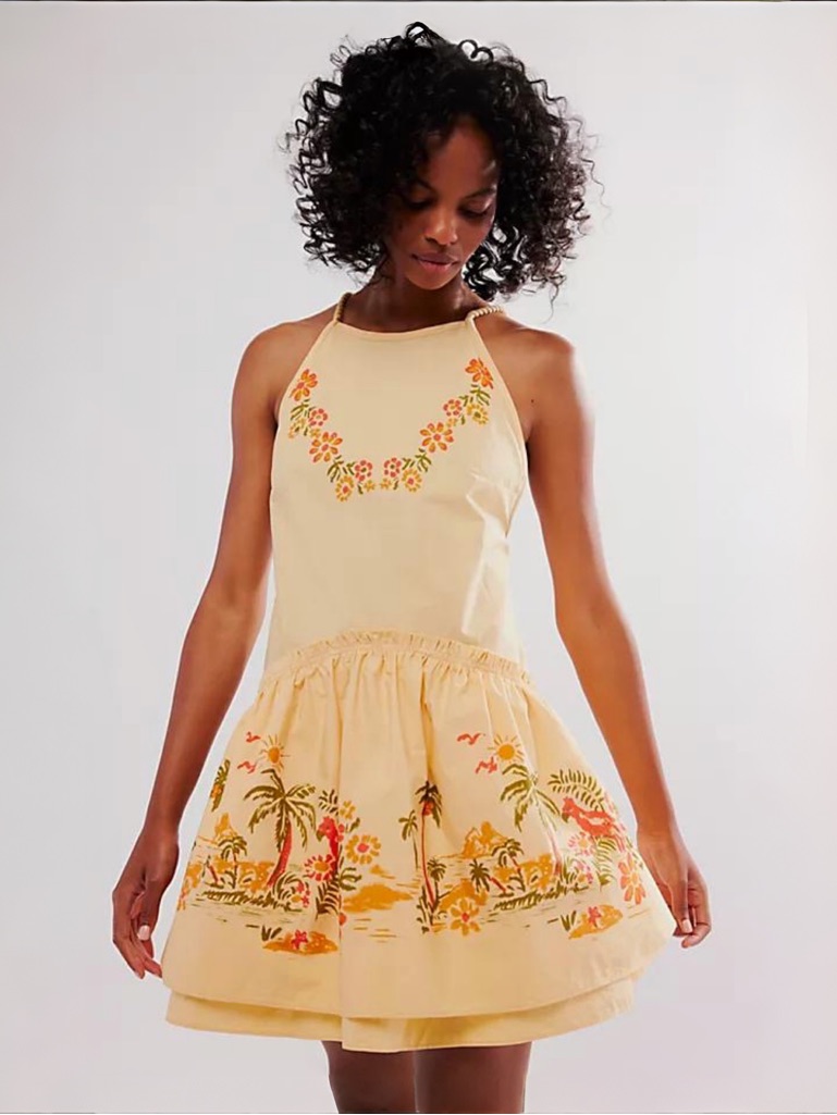 Free People Deserted Island Mini Dress Sz M Nwt